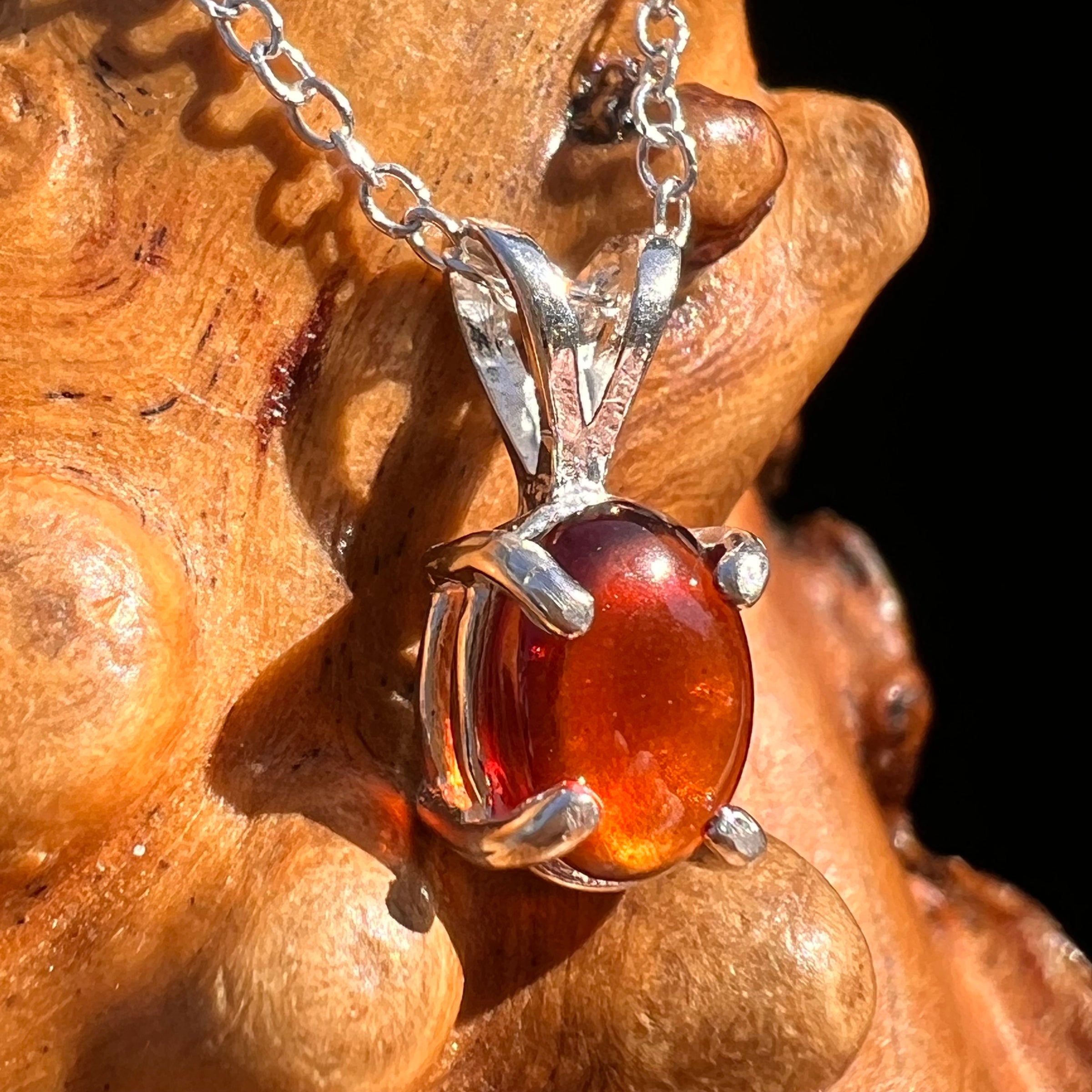 Hessonite Garnet Necklace Sterling Silver #7770-Moldavite Life