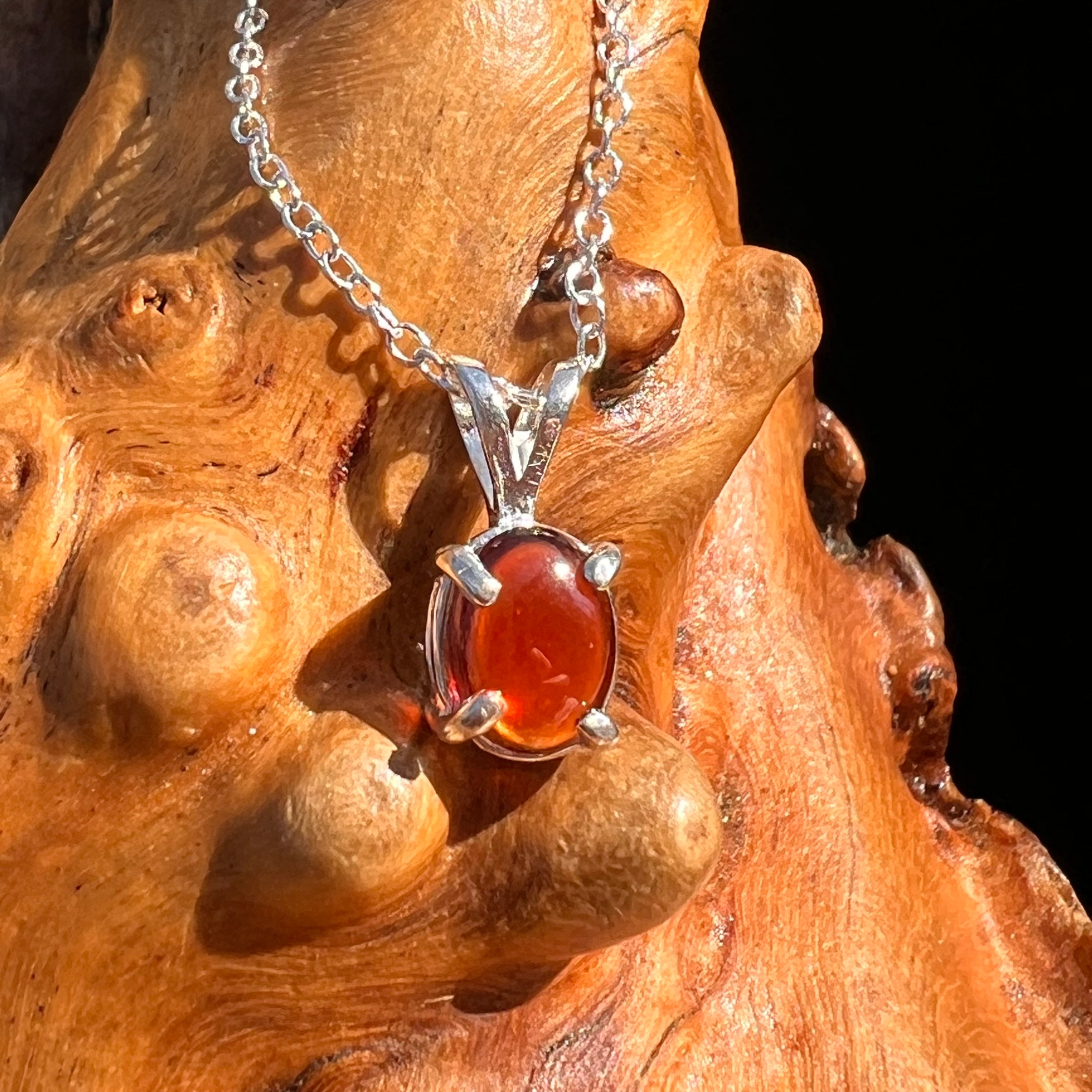 Hessonite Garnet Necklace Sterling Silver #7770-Moldavite Life