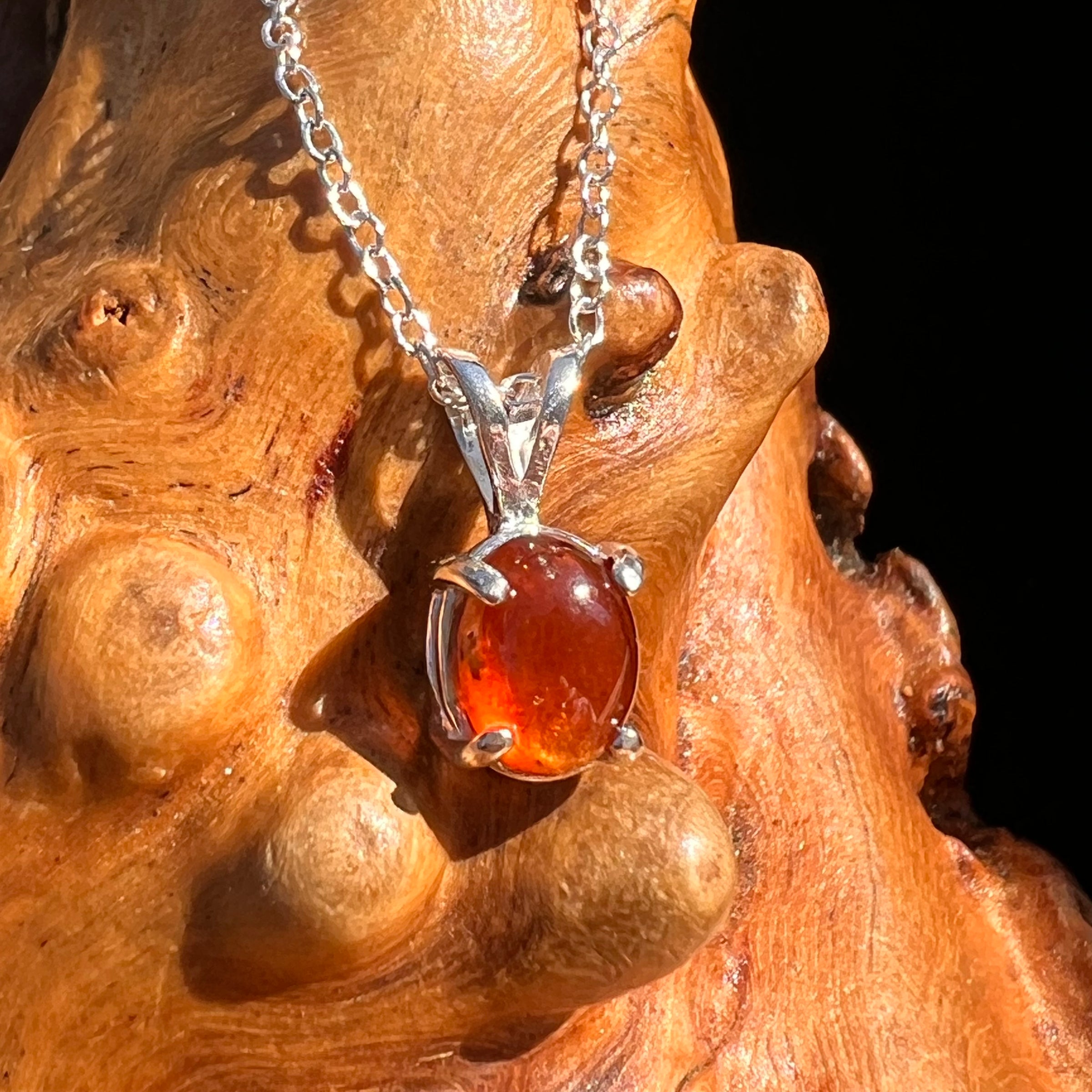 Hessonite Garnet Necklace Sterling Silver #7772-Moldavite Life