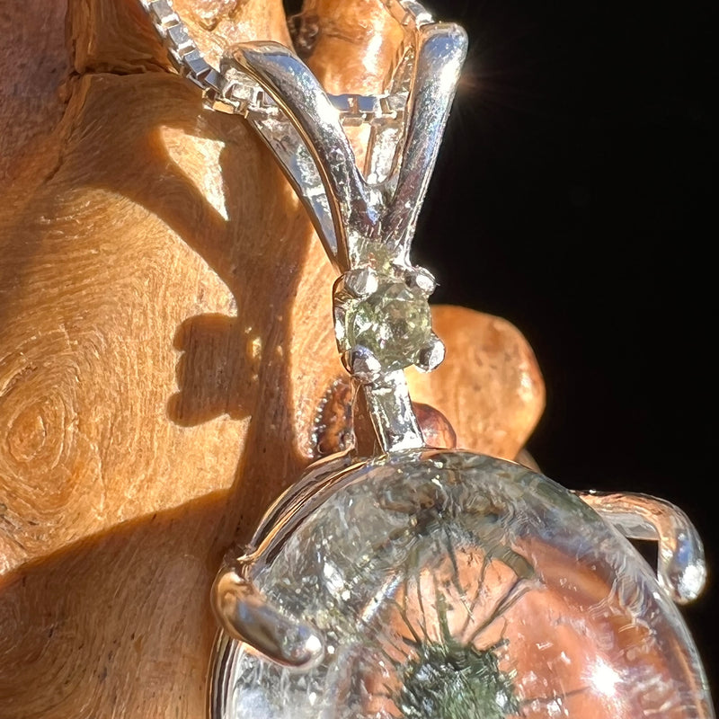 Hollandite Quartz & Moldavite Necklace Sterling Silver #3451-Moldavite Life