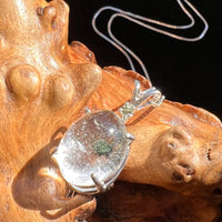 Hollandite Quartz & Moldavite Necklace Sterling Silver #3451-Moldavite Life