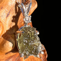 Herkimer Diamond & Moldavite Necklace Sterling #8172-Moldavite Life