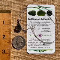 Herkimer Diamond & Moldavite Necklace Sterling #8172-Moldavite Life