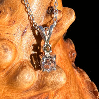 Herkimer Diamond & Moldavite Necklace Sterling #8173-Moldavite Life
