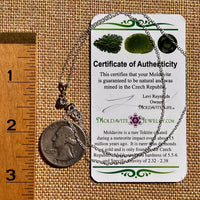 Herkimer Diamond & Moldavite Necklace Sterling #8173-Moldavite Life