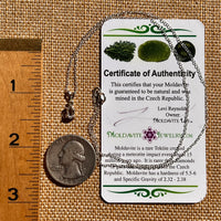 Herkimer Diamond & Moldavite Necklace Sterling #8174-Moldavite Life