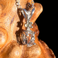 Herkimer Diamond & Moldavite Necklace Sterling #8175-Moldavite Life