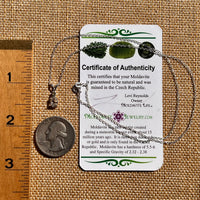Herkimer Diamond & Moldavite Necklace Sterling #8175-Moldavite Life