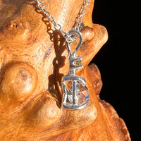 Herkimer Diamond & Moldavite Necklace Sterling #8176-Moldavite Life
