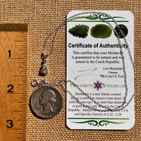 Herkimer Diamond & Moldavite Necklace Sterling #8176-Moldavite Life