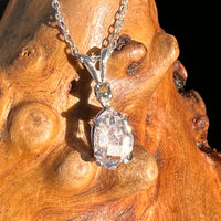 Herkimer Diamond & Moldavite Necklace Sterling #8178-Moldavite Life