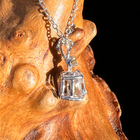 Herkimer Diamond & Moldavite Necklace Sterling #8178-Moldavite Life
