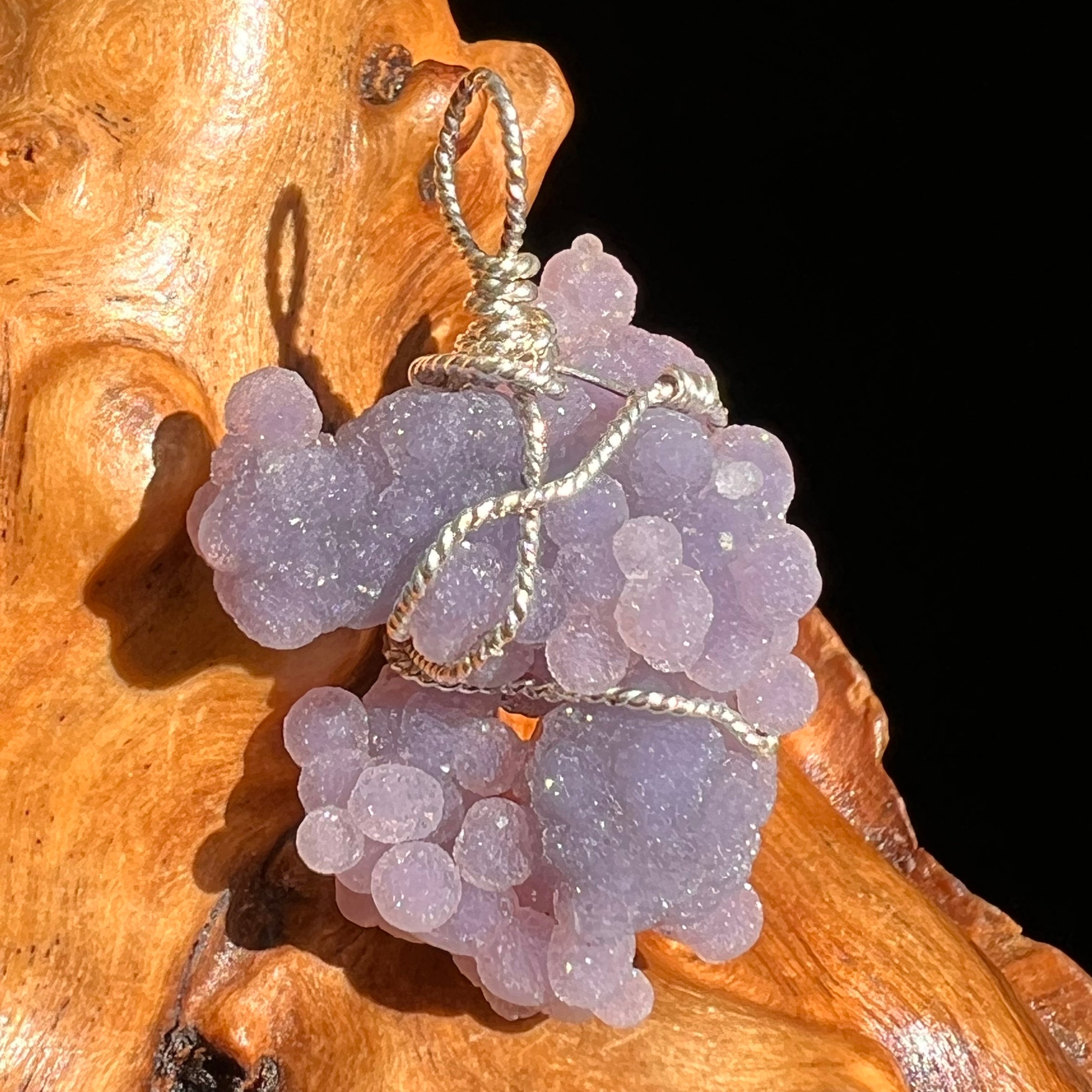 Grape Agate Wire Wrapped Pendant Silver #6144