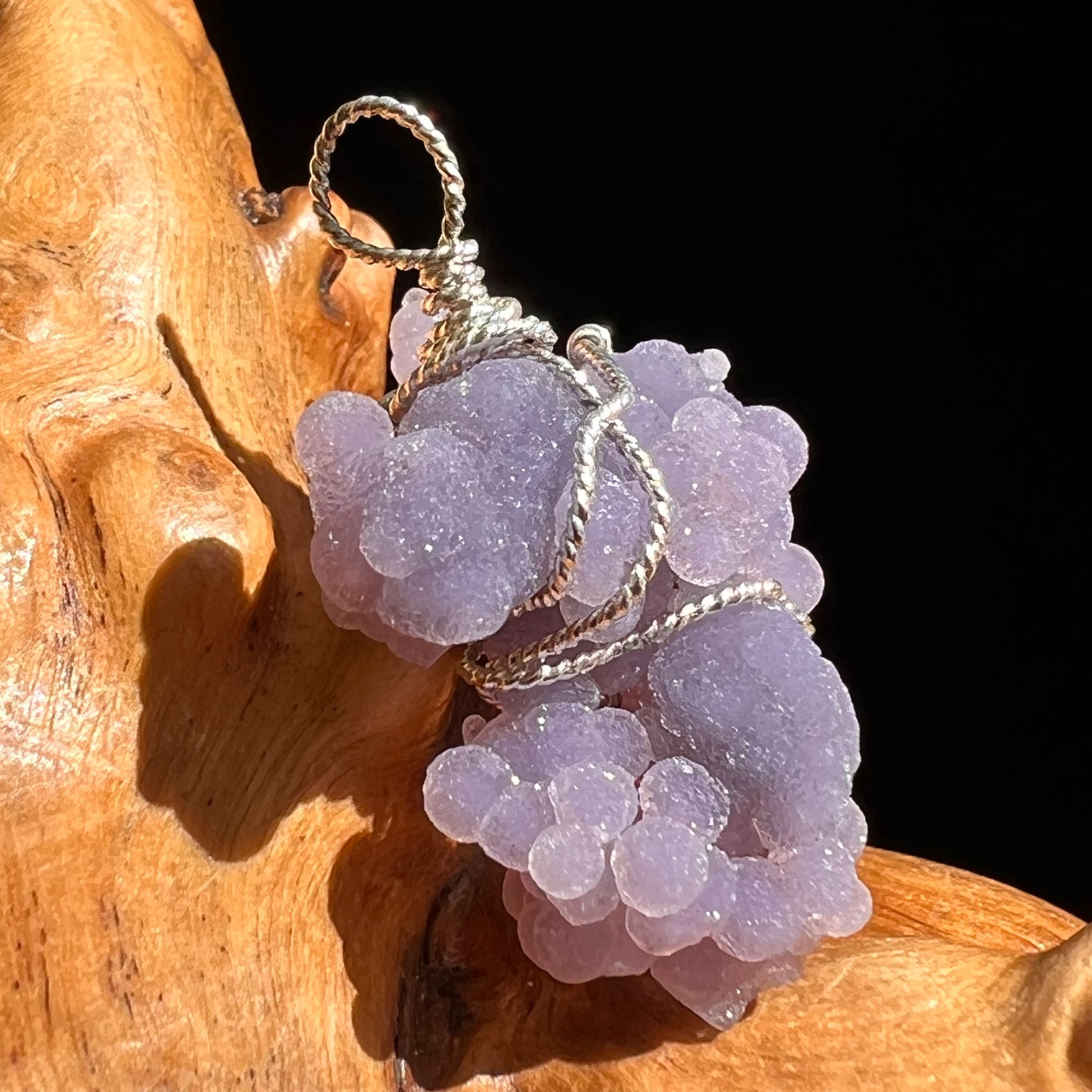 Grape Agate Wire Wrapped Pendant Silver #6144