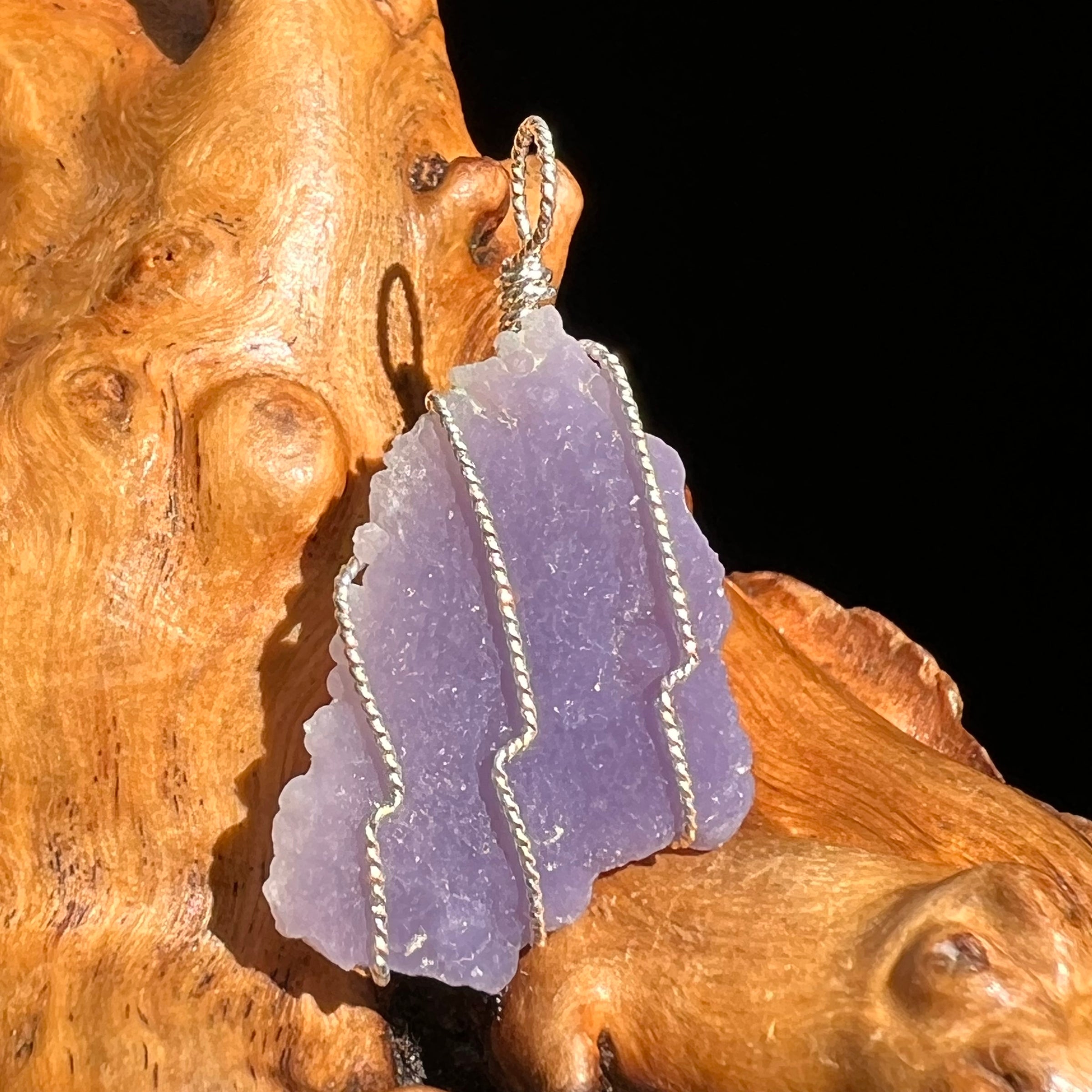 Grape Agate Wire Wrapped Pendant Silver #6151