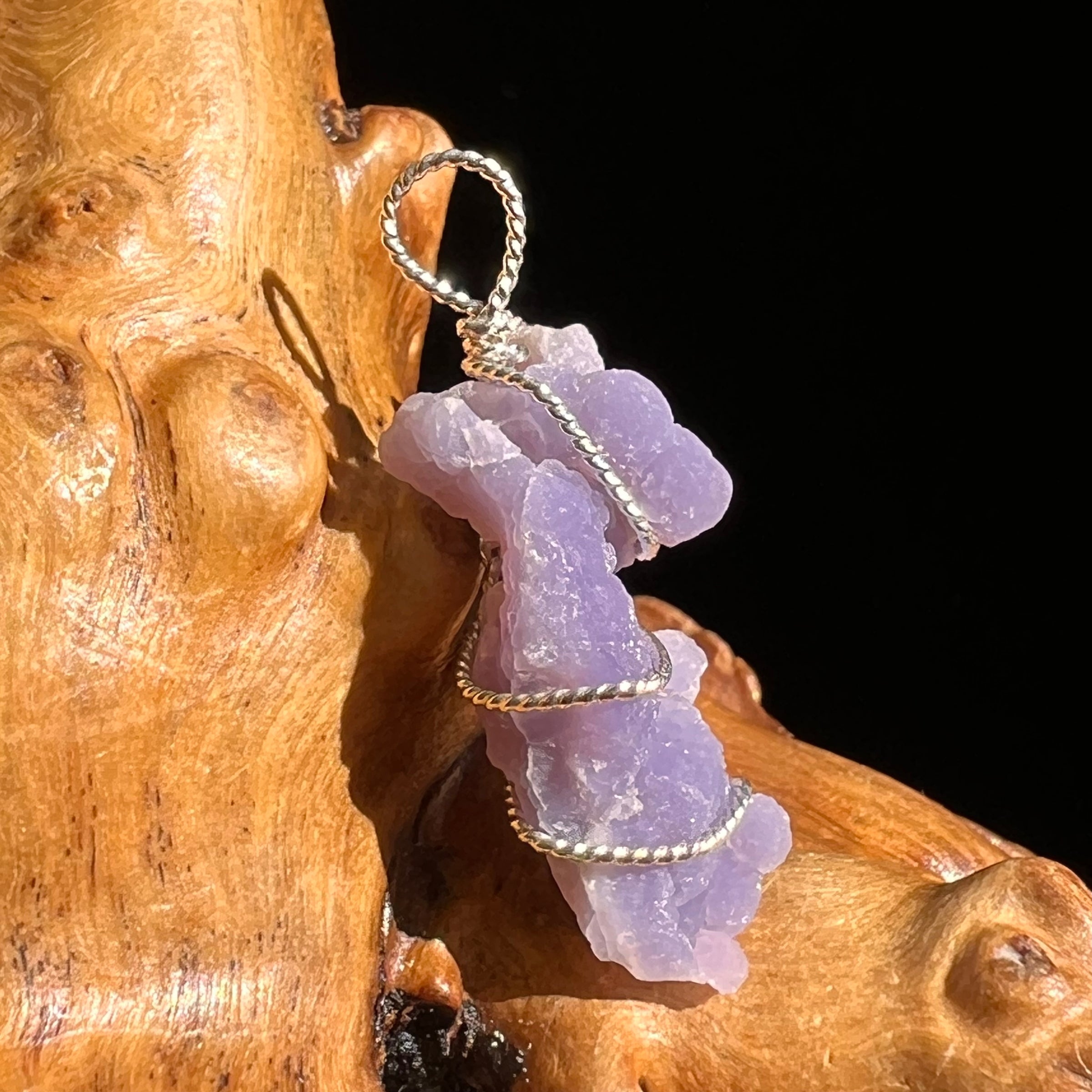 Grape Agate Wire Wrapped Pendant Silver #6156