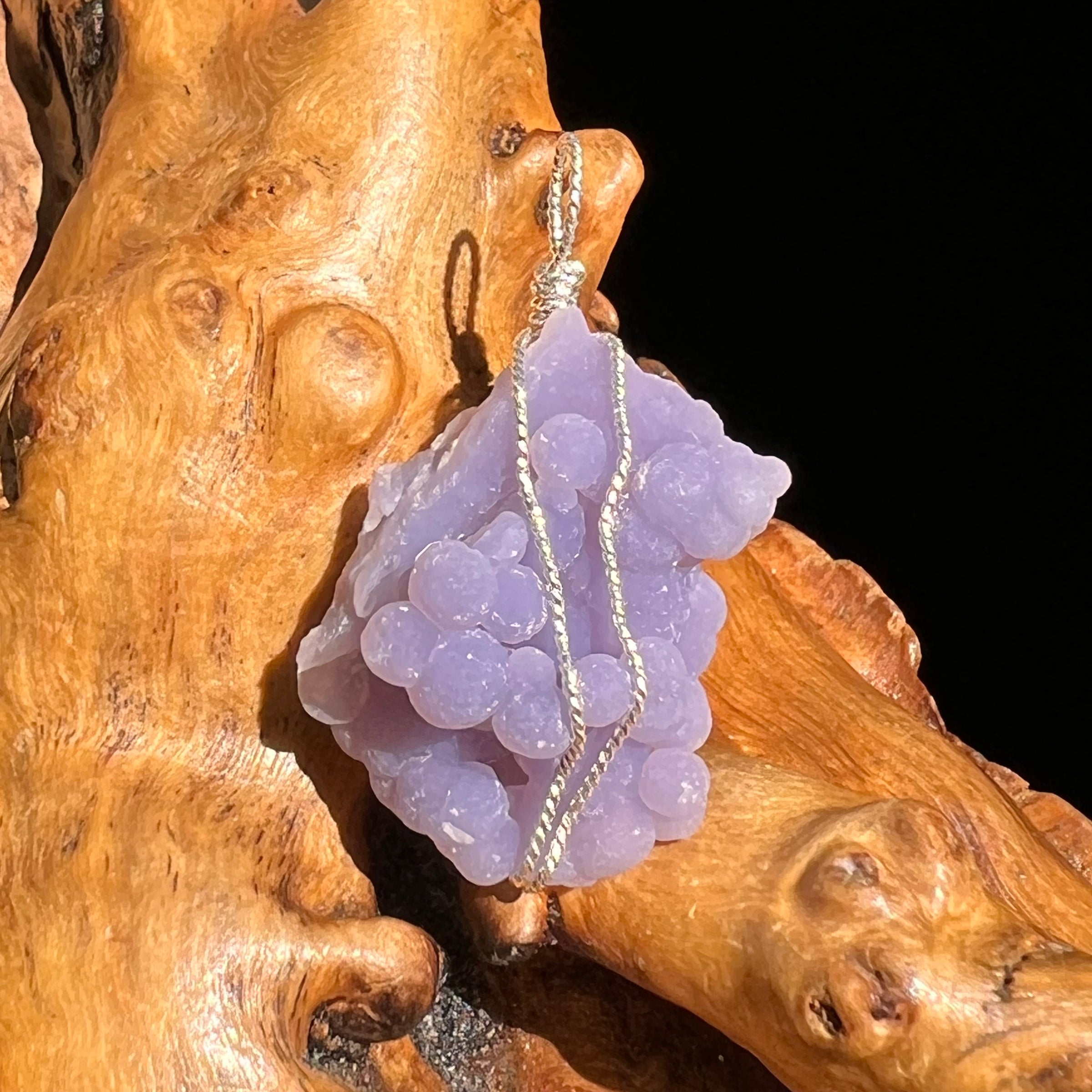 Grape Agate Wire Wrapped Pendant Silver #6165