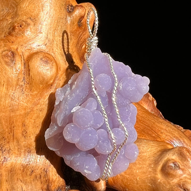 Grape Agate Wire Wrapped Pendant Silver #6165