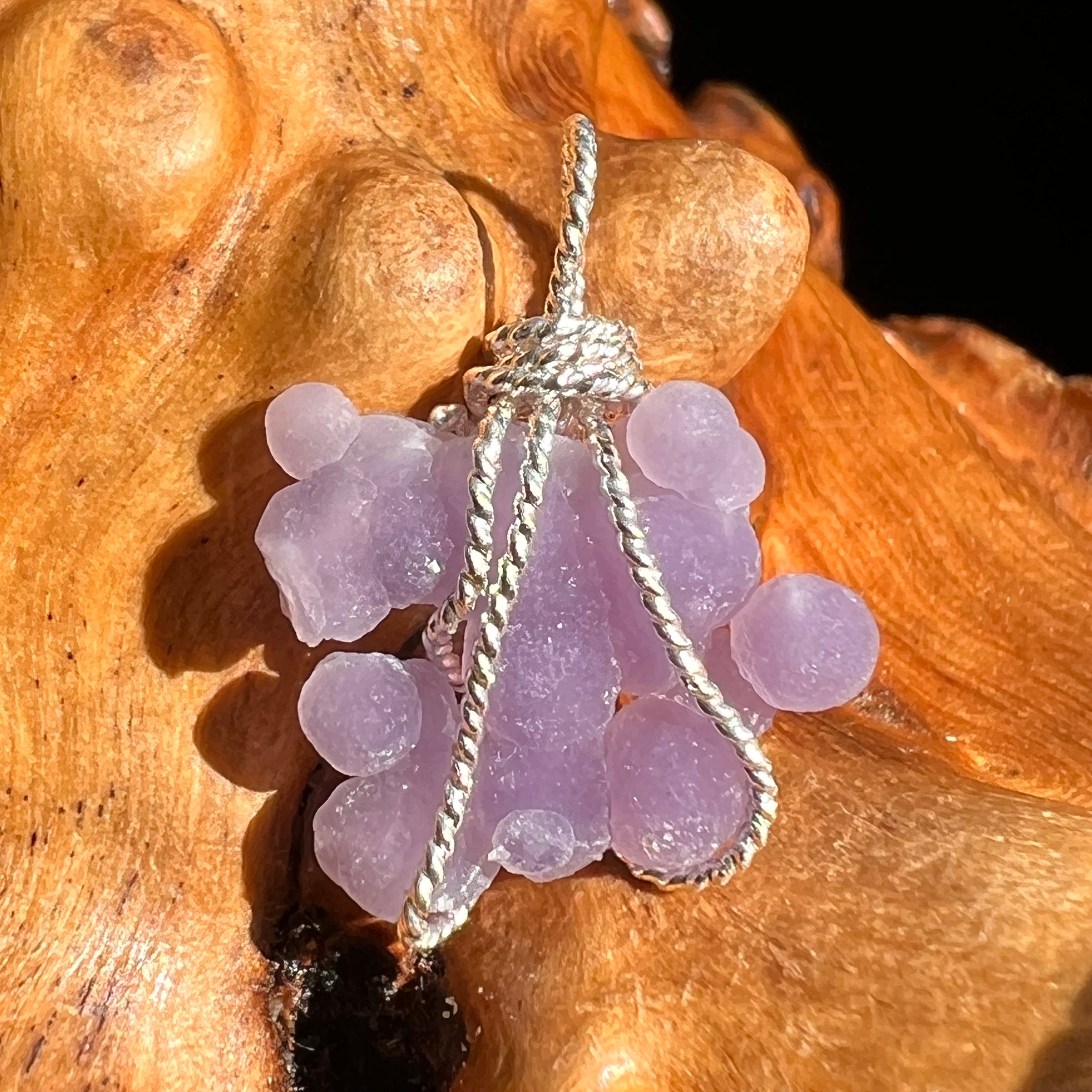 Grape Agate Wire Wrapped Pendant Silver #6166