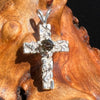 Moldavite Faceted Cross Pendant Silver #2575