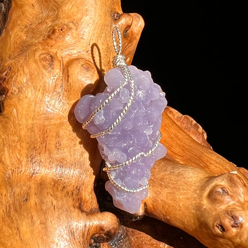 Grape Agate Wire Wrapped Pendant Silver #6170