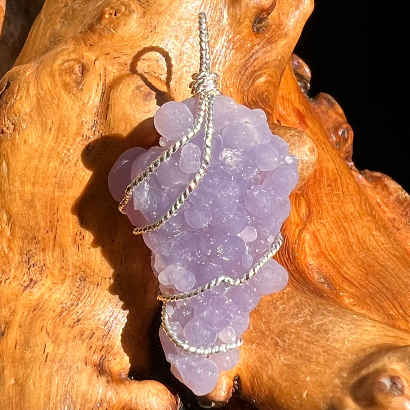 Grape Agate Wire Wrapped Pendant Silver #6170