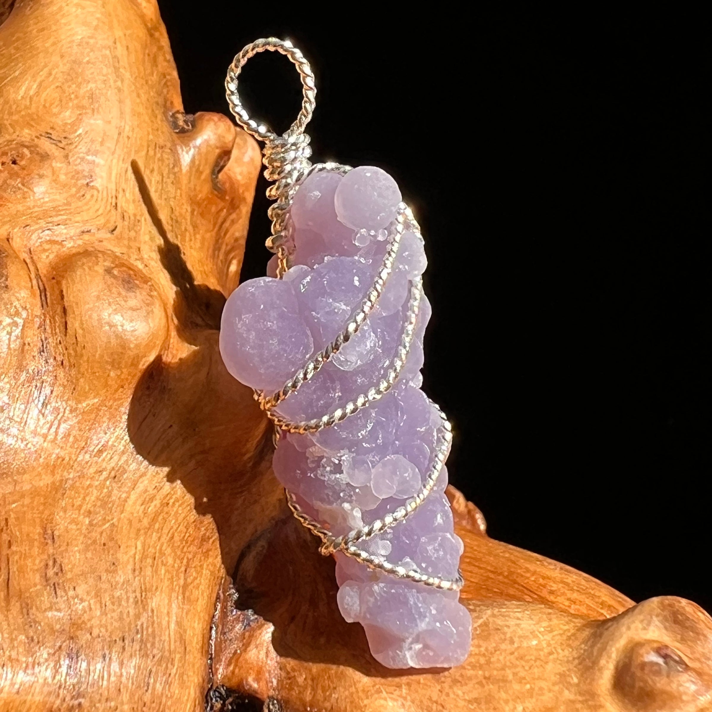 Grape Agate Wire Wrapped Pendant Silver #6170