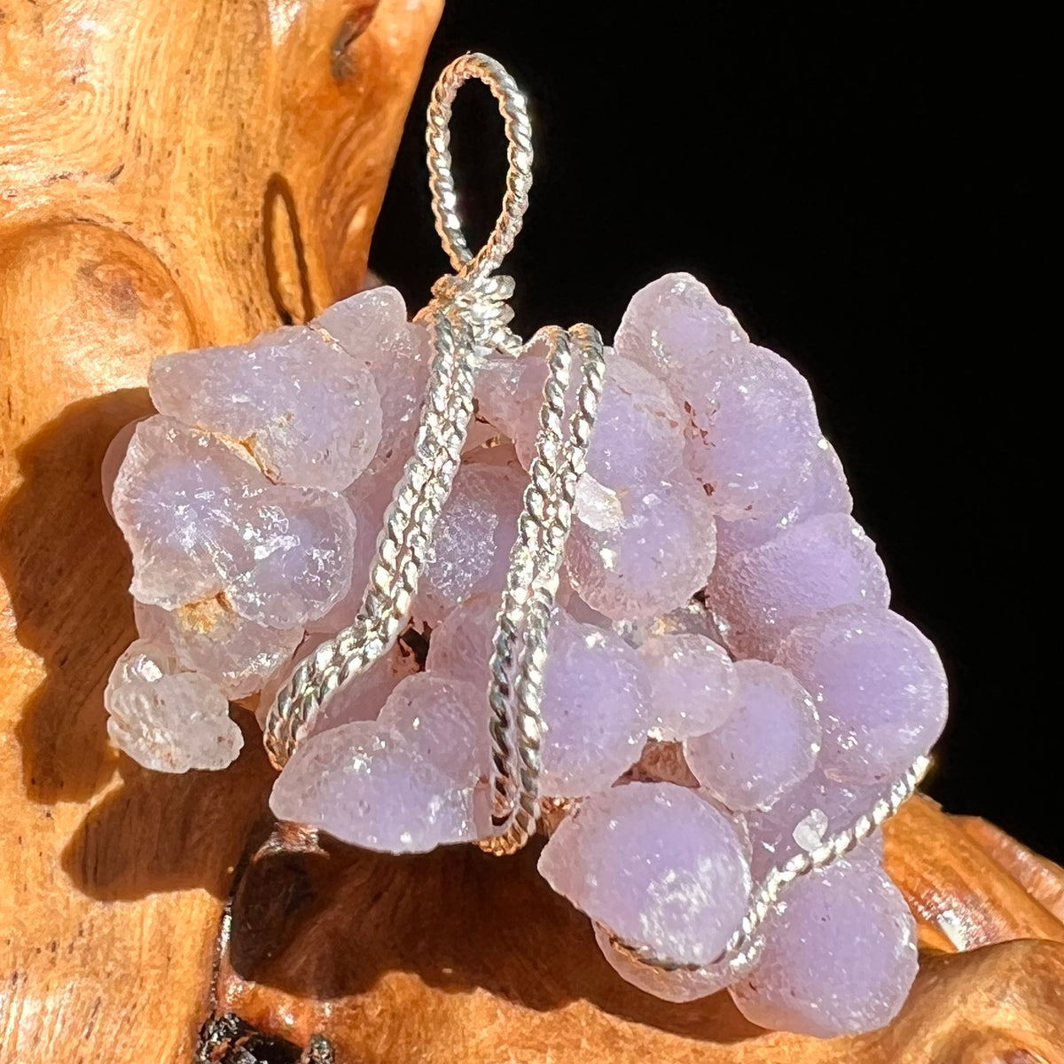 Grape Agate Wire Wrapped Pendant Silver #6172