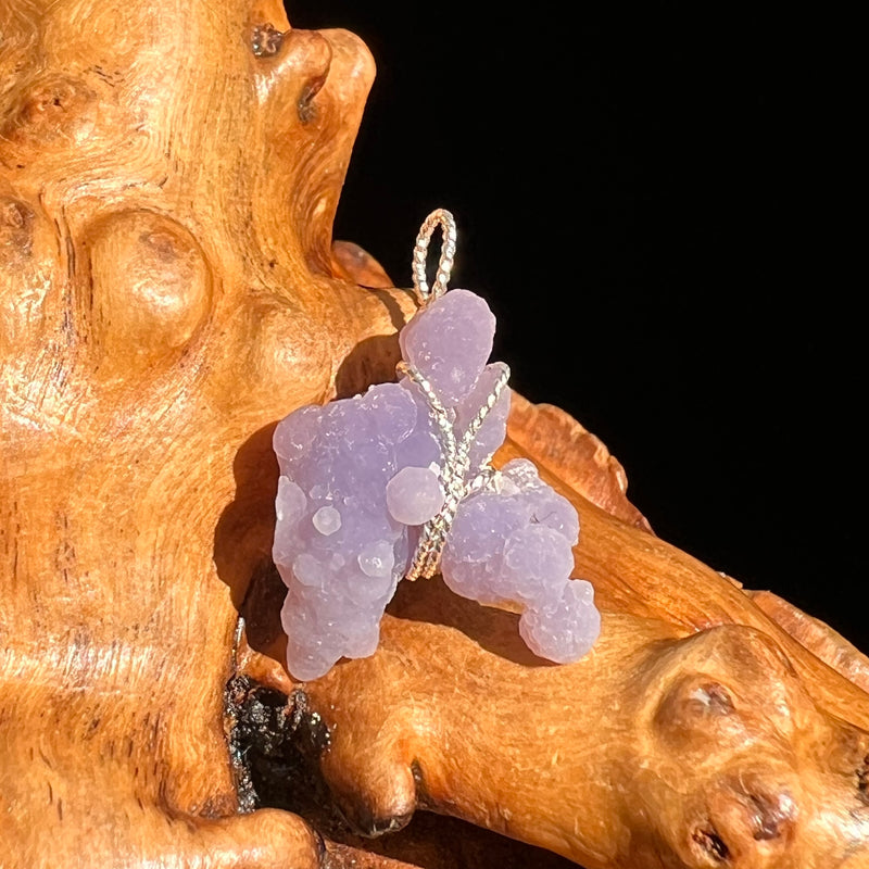 Grape Agate Wire Wrapped Pendant Silver #6173