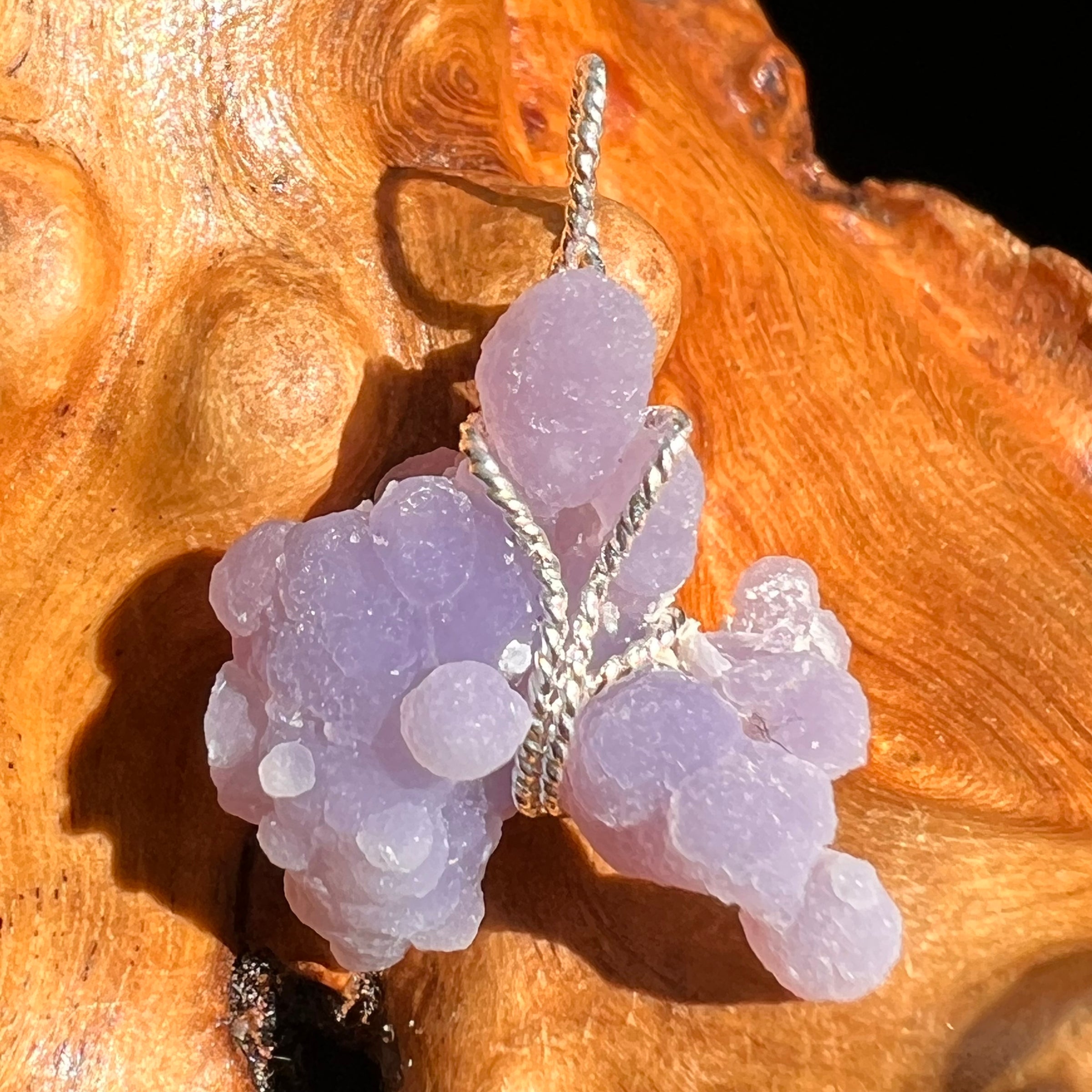 Grape Agate Wire Wrapped Pendant Silver #6173