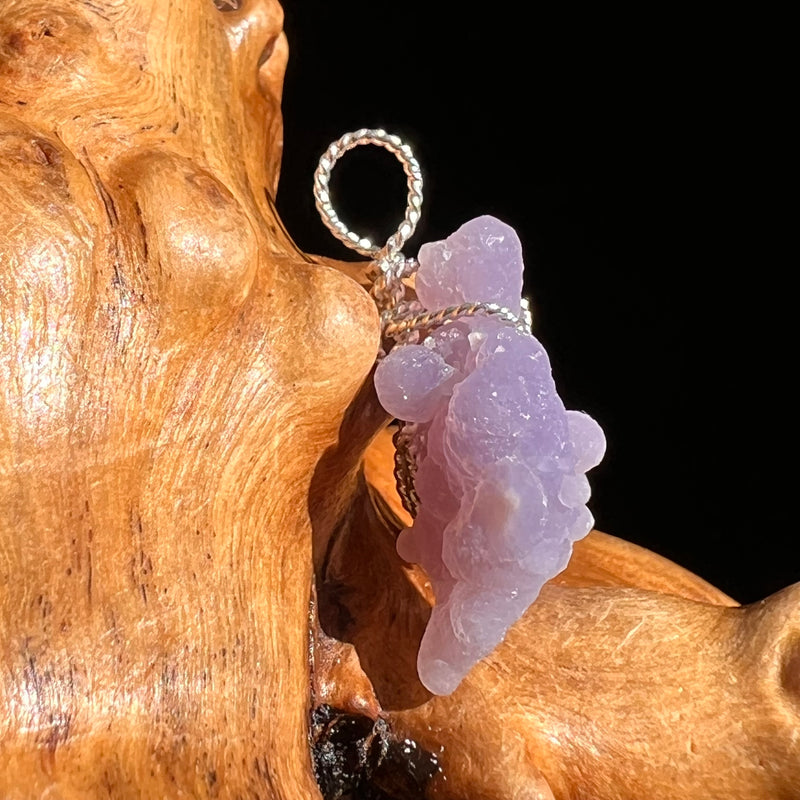 Grape Agate Wire Wrapped Pendant Silver #6173