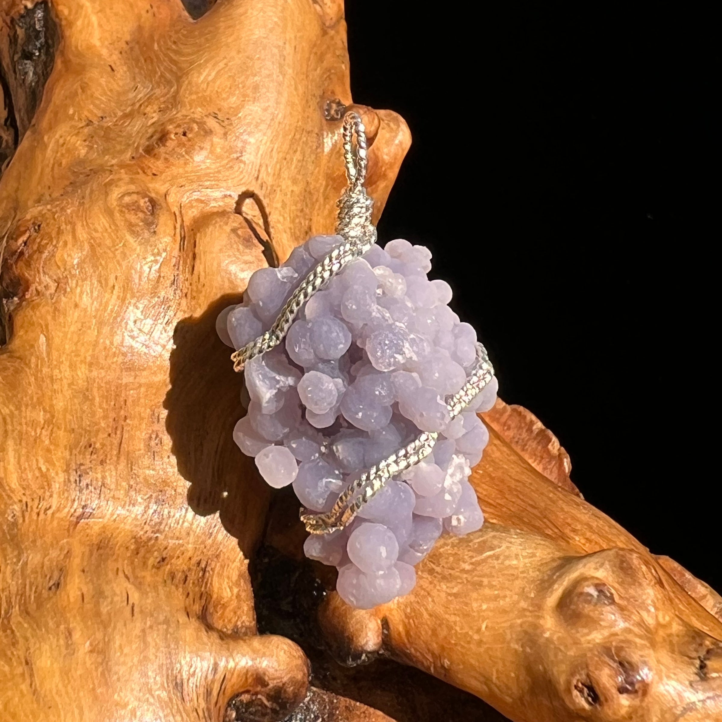 Grape Agate Wire Wrapped Pendant Silver #6177