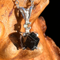 Black Garnet & Moldavite Necklace Sterling #8235-Moldavite Life