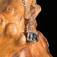 Black Garnet & Moldavite Necklace Sterling #8235-Moldavite Life