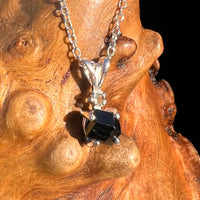 Black Garnet & Moldavite Necklace Sterling #8236-Moldavite Life