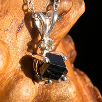 Black Garnet & Moldavite Necklace Sterling #8236-Moldavite Life