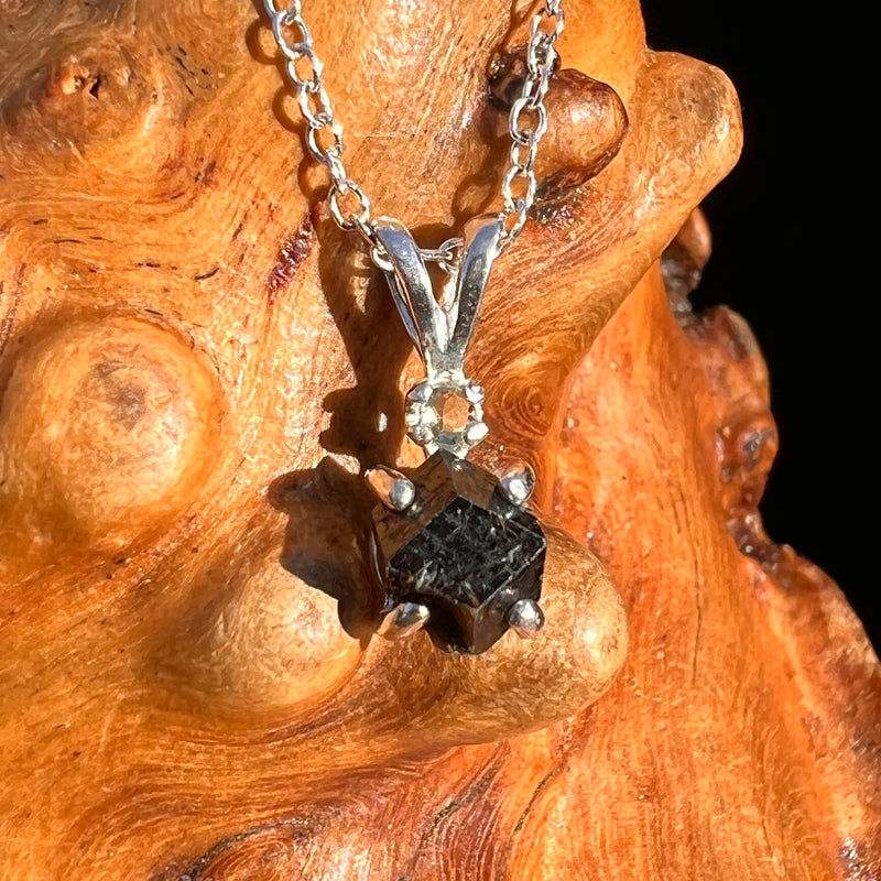 Black Garnet & Moldavite Necklace Sterling #8237-Moldavite Life
