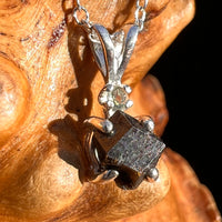 Black Garnet & Moldavite Necklace Sterling #8237-Moldavite Life
