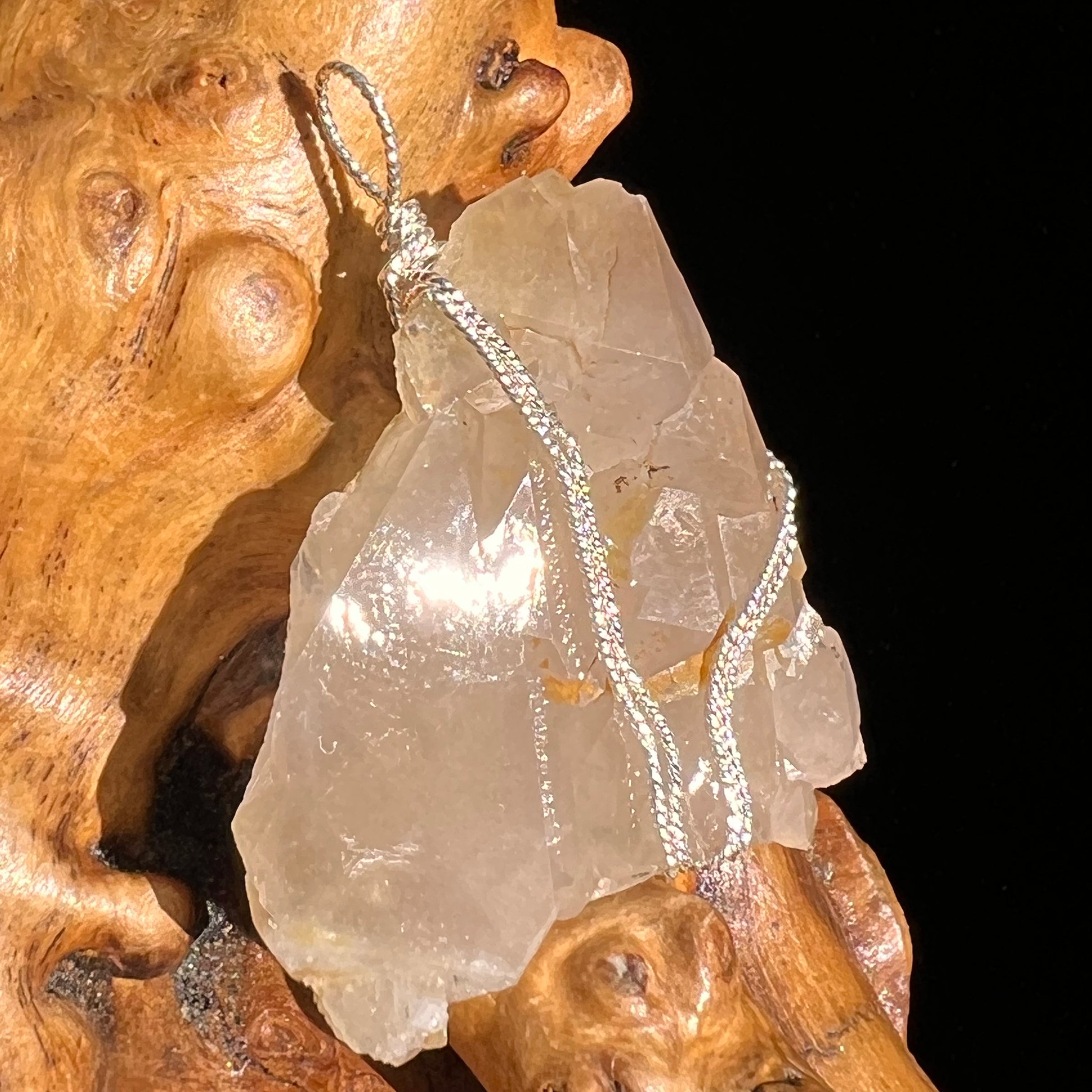 Amphibole Quartz Elestial Wire Pendant Sterling #6202