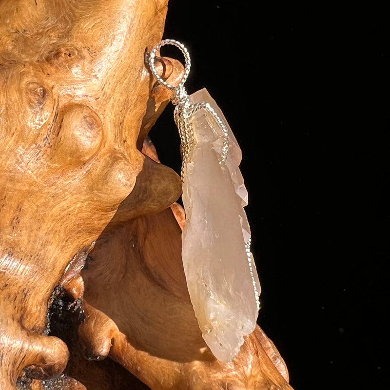 Amphibole Quartz Elestial Wire Pendant Sterling #6202