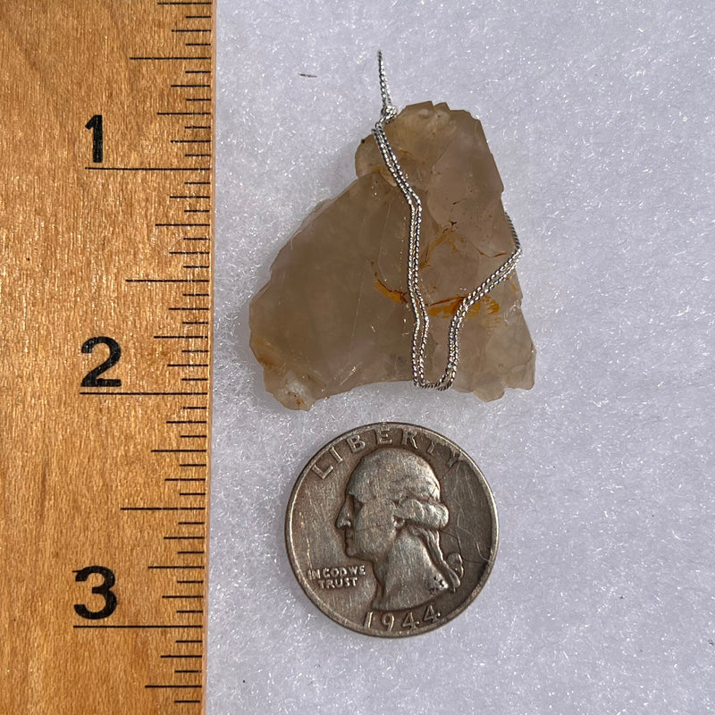 Amphibole Quartz Elestial Wire Pendant Sterling #6202