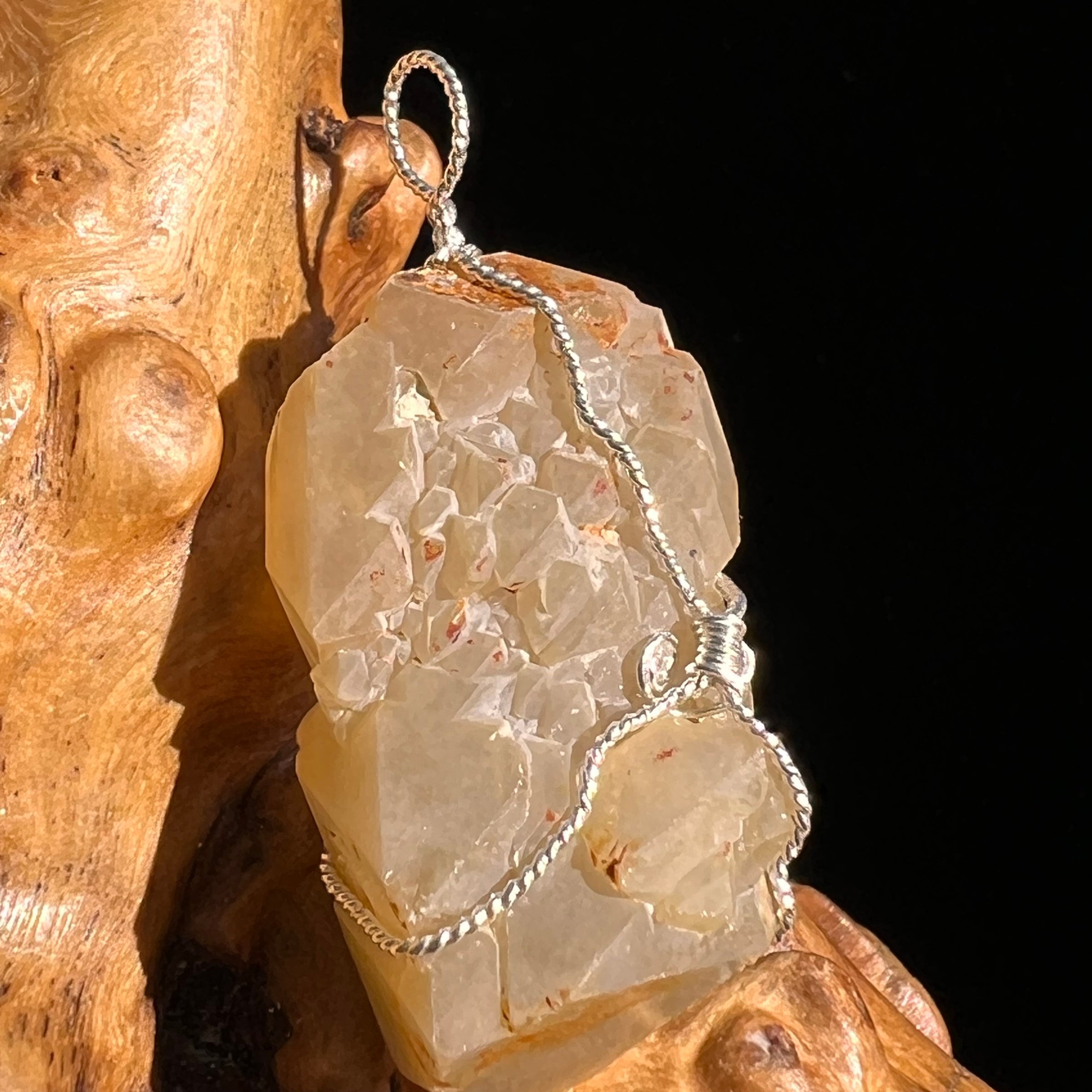 Amphibole Quartz Elestial Wire Pendant Sterling #6204