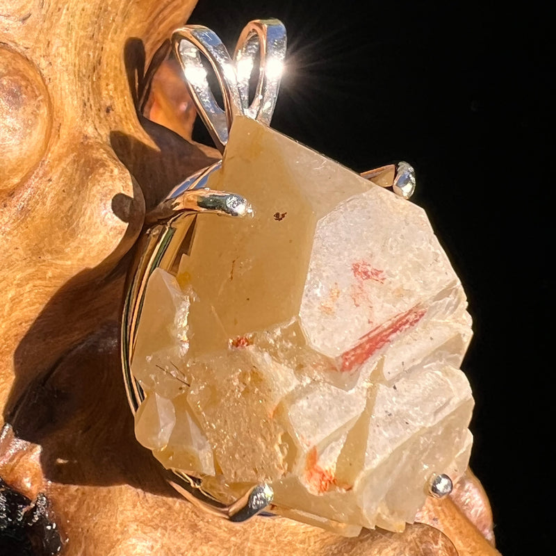 Amphibole Quartz Elestial Pendant Sterling #6208