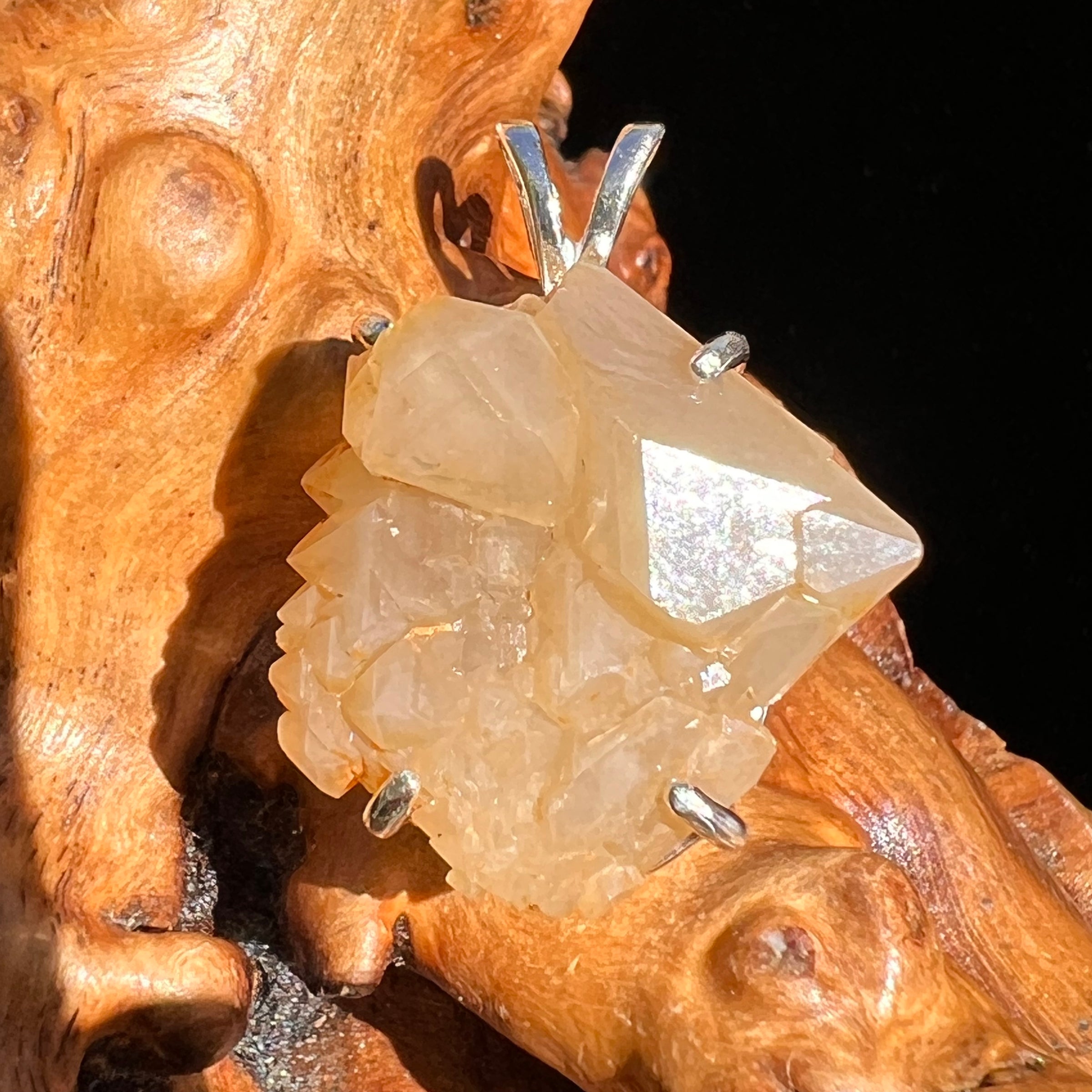 Amphibole Quartz Elestial Pendant Sterling #6209