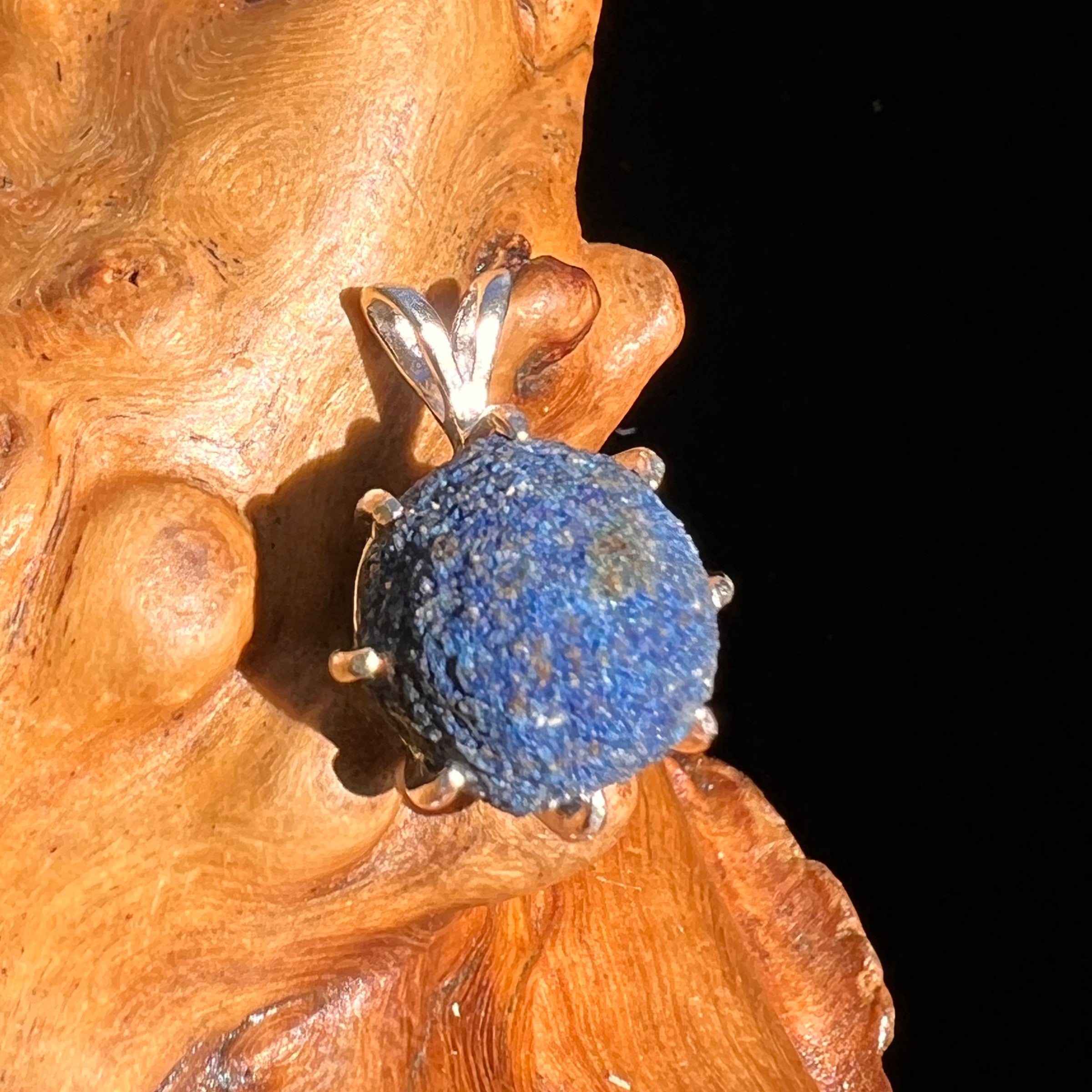 silver azurite pendant