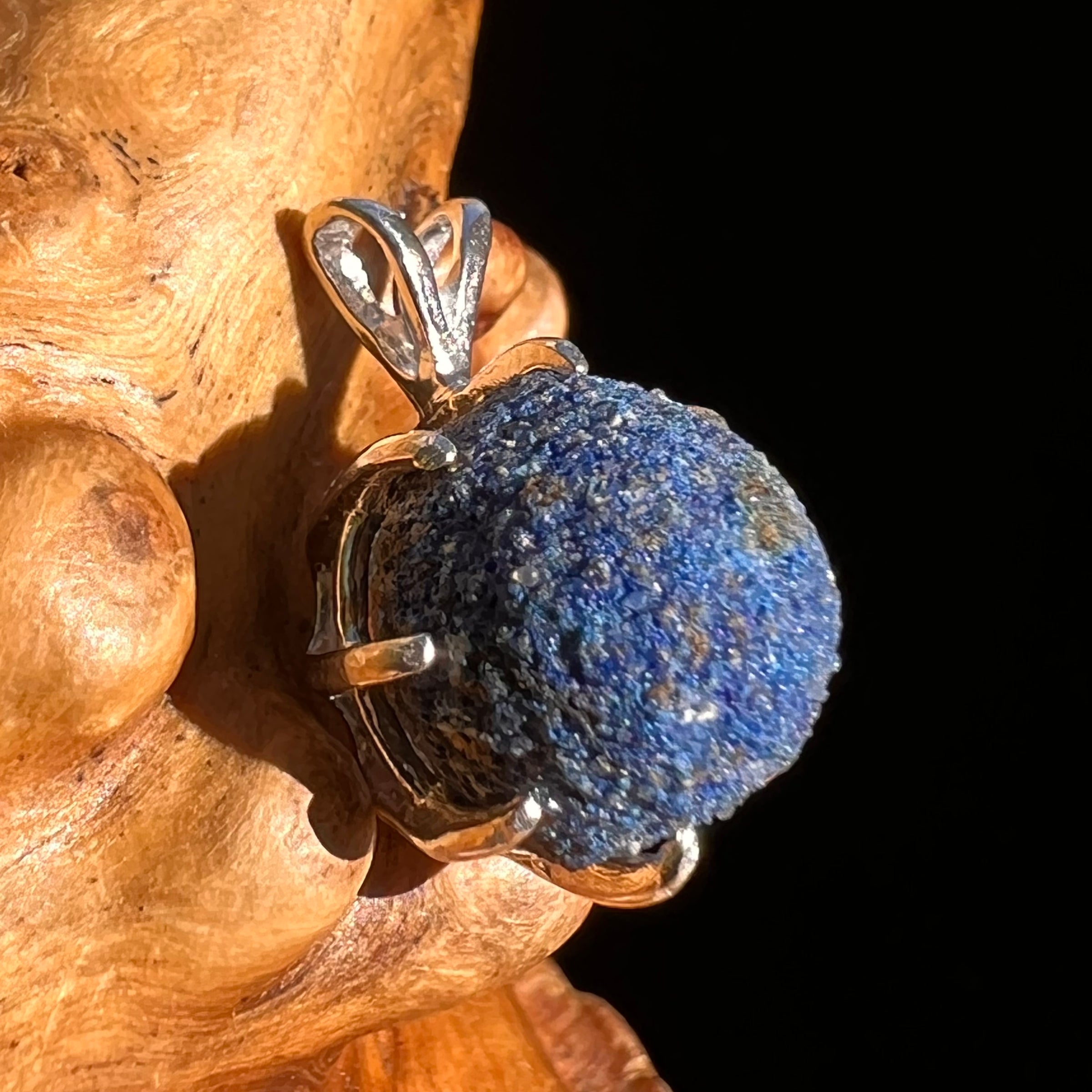 silver azurite pendant