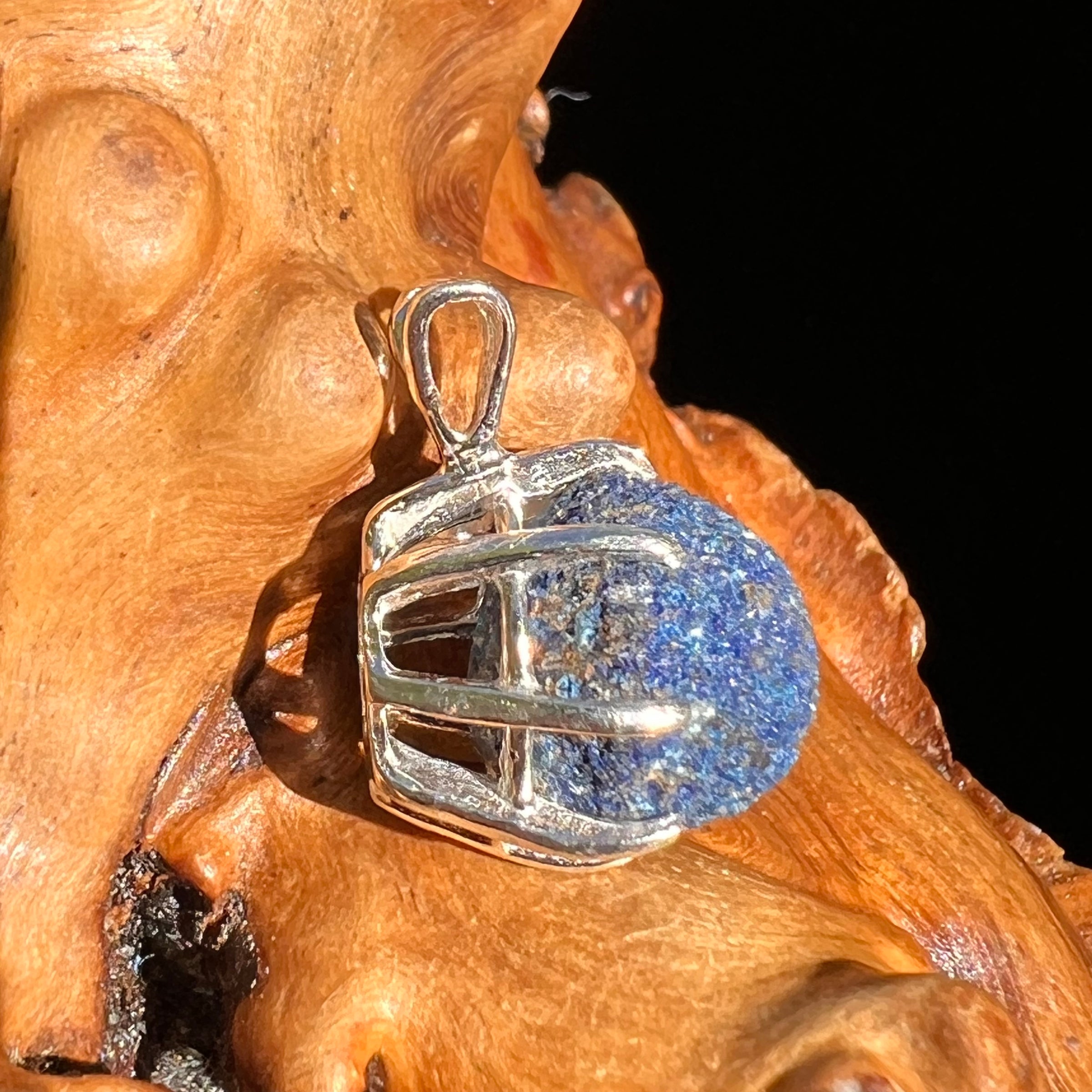 silver azurite pendant
