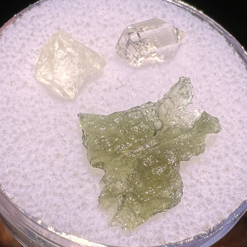 Moldavite, Phenakite, & Herkimer Diamond #55