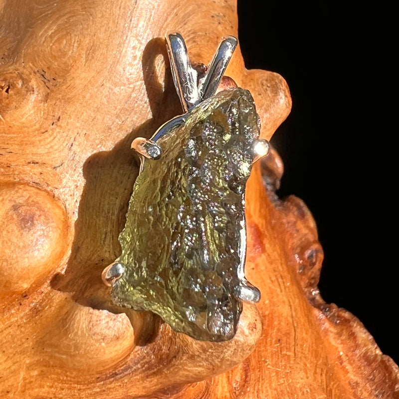 Raw Moldavite Pendant Sterling Silver #6428