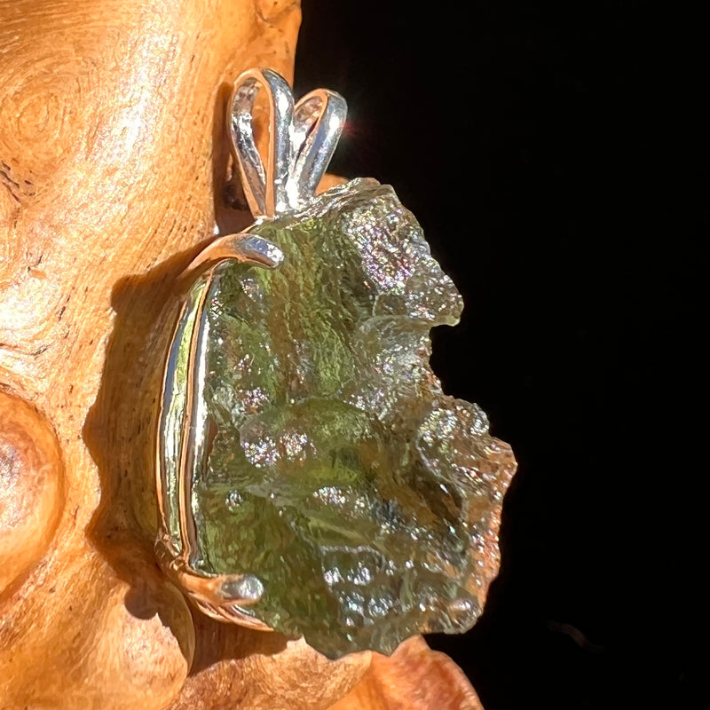 Raw Moldavite Pendant Sterling Silver #6436